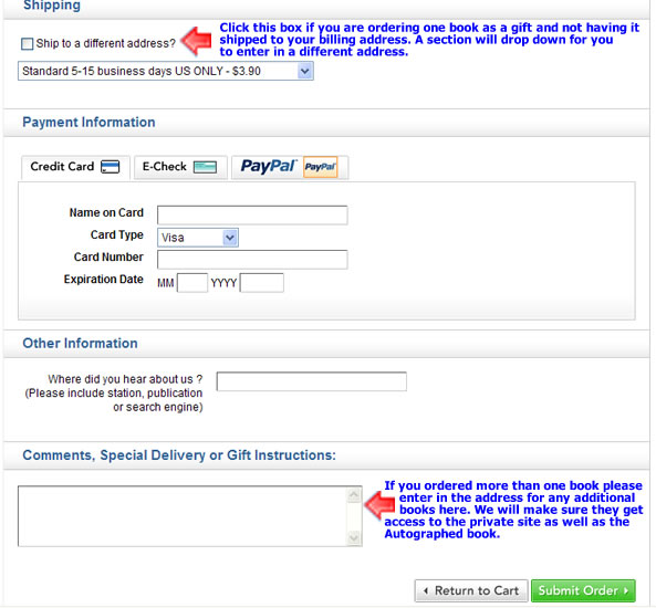 screenshot of the checkout page with details for gift shipping